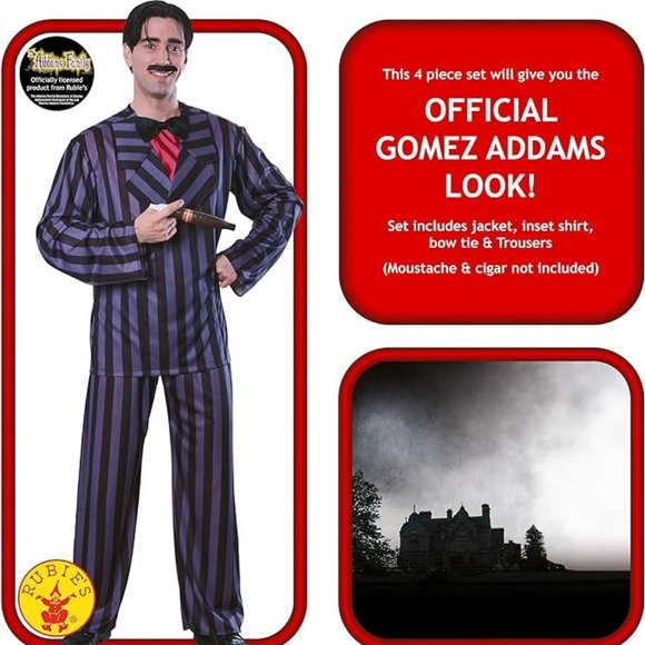 Deluxe Gomez The Addams Family Costume Mens size 36-38 NWT 🆕SHIPS FAST😮‍💨⚡🚚 - Picture 2 of 16